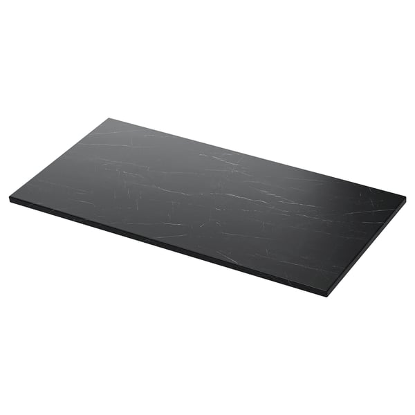 Black TOLKEN marble-effect fiberboard bathroom countertop.