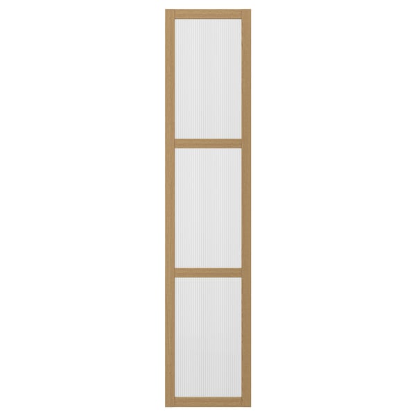 Depicts a TONSTAD white hinged door from IKEA, featuring a sleek, modern design with a wooden frame and glass panel, perfect for pax wardrobes.
