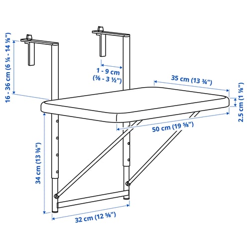 Illustration with measurements for the product: TORPARÖ.