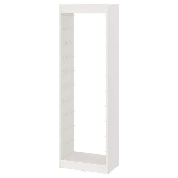 A TROFAST white storage frame with multiple compartments, designed for organising items efficiently.
