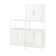 White metal cabinet with adjustable shelves and lock.