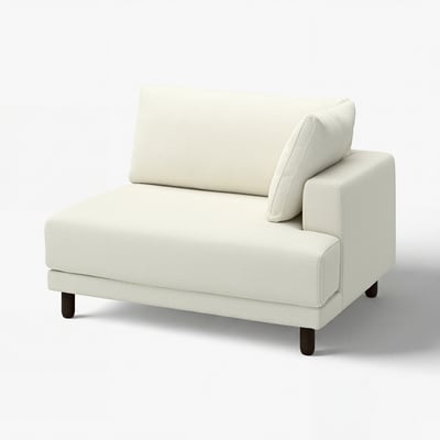 UPPÅKRA cream sofa, modern minimalist design, with light fabric and dark wooden legs.