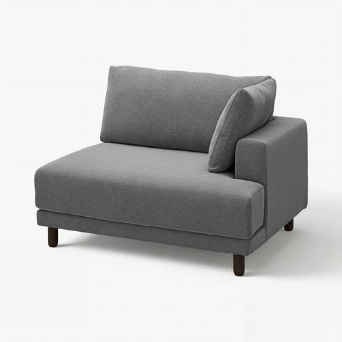 UPPÅKRA grey sofa, modern design, l-shaped with cushions, wooden legs.