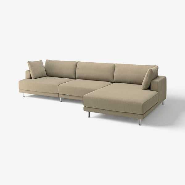 An UPPÅKRA beige-sectional sofa with a modern design and plush cushions, ideal for comfortable seating.