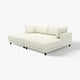 Modern UPPÅKRA sectional sofa, light beige, tweed fabric, low profile, plush cushions.