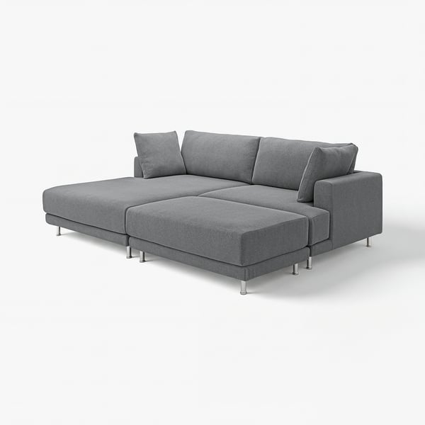 UPPÅKRA sectional sofa, grey, modern, with plush cushions and metal legs.