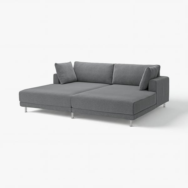 UPPÅKRA grey sofa, modern & comfy, angled l-shape, metal legs.
