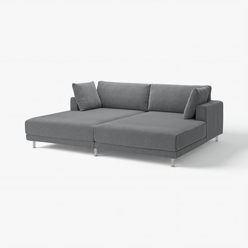 UPPÅKRA grey sofa, modern & comfy, angled l-shape, metal legs.