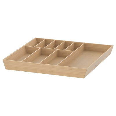 Bamboo cutlery drawer organiser - light brown, multiple compartments