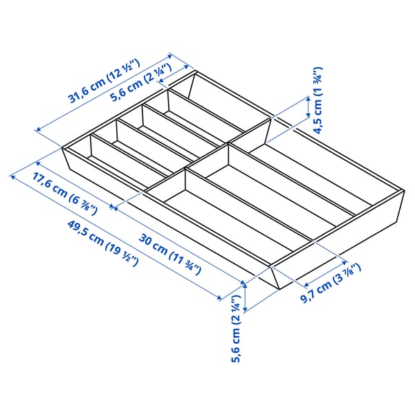 UPPDATERA Flatware tray, light bamboo, 32x50 cm