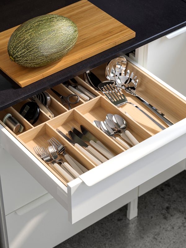 UPPDATERA Flatware tray, light bamboo, 52x50 cm
