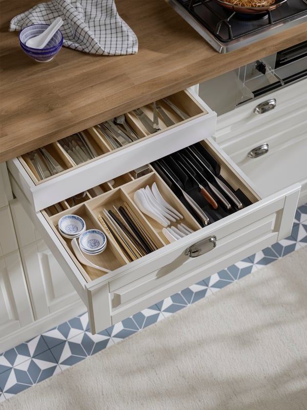 UPPDATERA Flatware tray, light bamboo, 52x50 cm