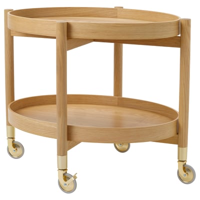 VALNÄS Serving cart with storage, oak veneer