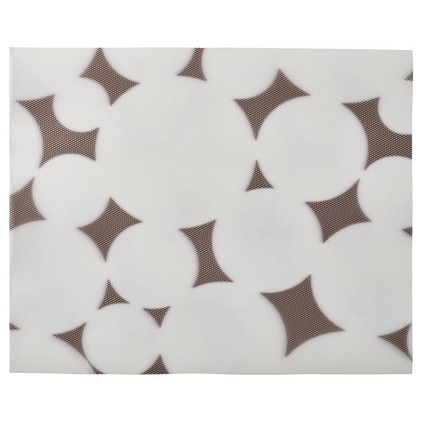 White VÅRKLYNNE place mat with brown, star-shaped patterns, made of recycled polyester.