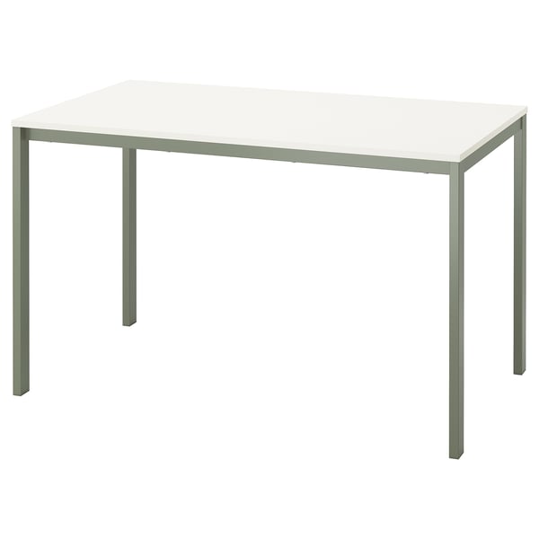 VIHALS white desk: modern minimalist design, metal legs, rectangular, clean lines.