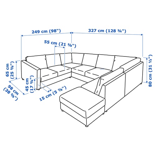 Illustration with measurements for the product: VIMLE.