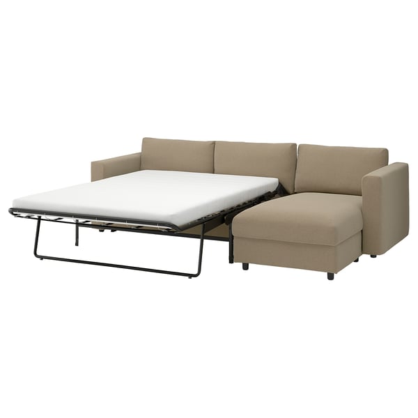 VIMLE Sleeper sofa with chaise, Johanneshov brown-beige