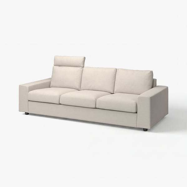 VIMLE sofa, cream, fabric, boxy design, 3-seater, modern style.