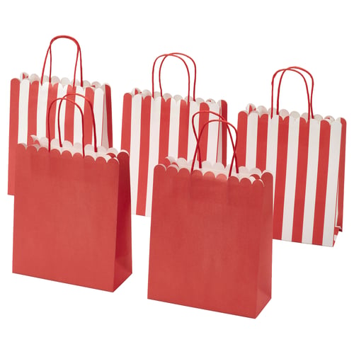 VINTERFINT Gift bag, stripe red, 18x22 cm