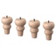 Four light brown, bulbous wooden legs with screws on top; used for furniture.