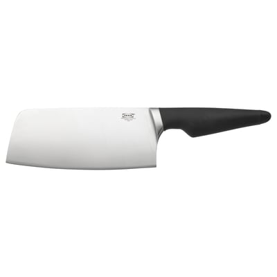 Ikea VÖRDA knife, black handle, stainless blade, wide and stable, sharp design.