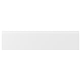 VOXTORP white kitchen cabinets with smooth, integrated handles and matte finish.