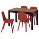 ÅLHULT / ODGER Table and 4 chairs, black/brown/red, 120/170x80 cm