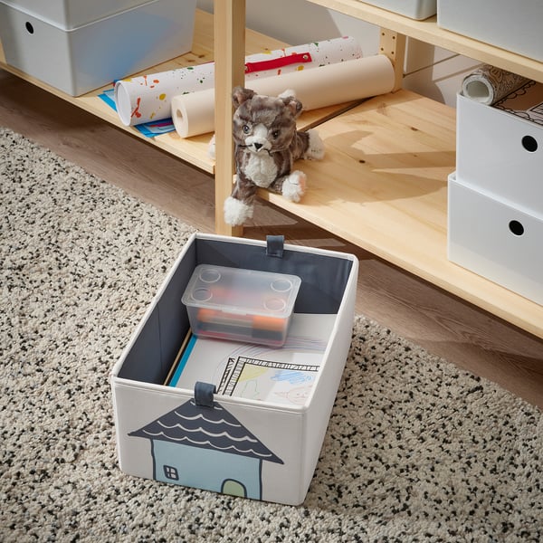 Toy house storage bin for organising clothes & toys.