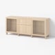BESTÅ Storage combination with drawers, white stained oak effect Hanviken/Sindvik/Stubbarp white stained oak eff clear glass, 180x42x74 cm