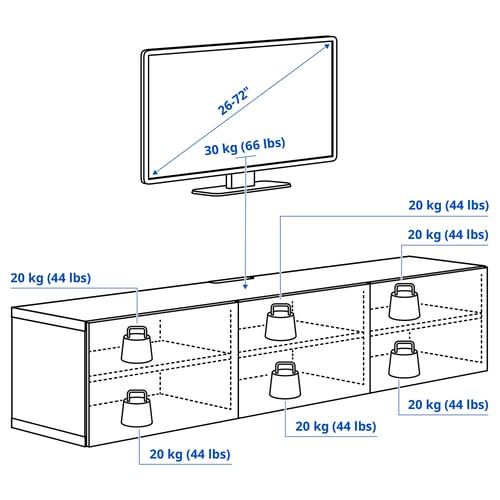 BESTÅ TV bench with doors, white/Kallviken light grey, 180x42x38 cm