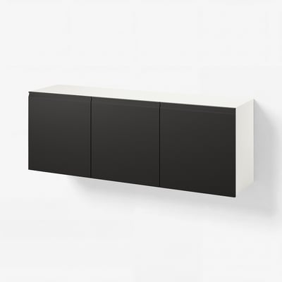 BESTÅ Wall-mounted cabinet combination, white/Hammarsmed anthracite, 180x42x64 cm