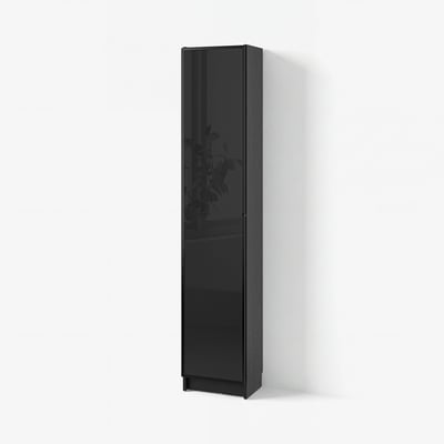 BILLY / HÖGBO Bookcase combination w glass doors, black oak effect/black, 40x30x202 cm
