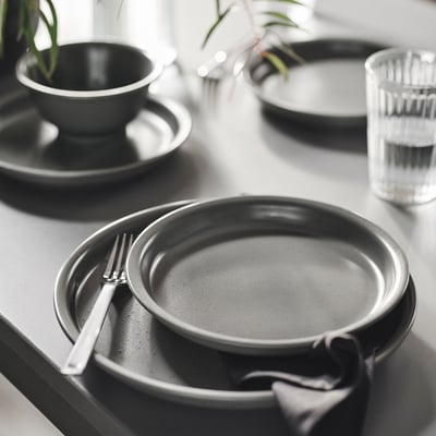 DAGGASTER Side plate, dotted/grey, 20 cm