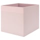 Pink fabric storage box, square shape, designed for shelving, stylish and functional.