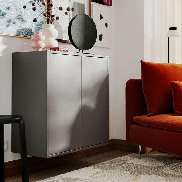 EKET Wall-mounted shelving unit, dark grey, 70x35x70 cm