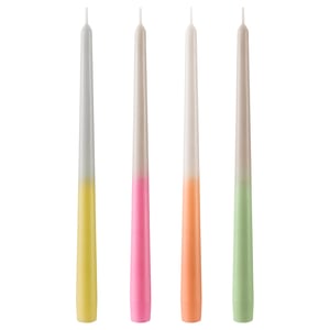 ENGADINVIDE candles: set of 4 coloured tapers with soft gradient effect.