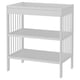 A white GULLIVER changing table, featuring three shelves for storage, a smooth top surface, and sturdy vertical wooden slats.