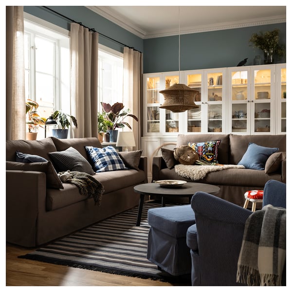 HYLTARP 3-seat sofa, Gransel grey-brown