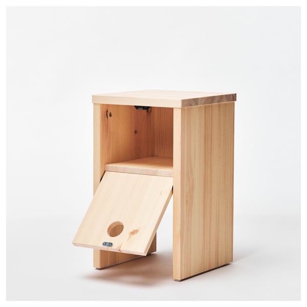 IKEA PS 2026 Bedside table, pine with flip-down door, 30x30x50 cm