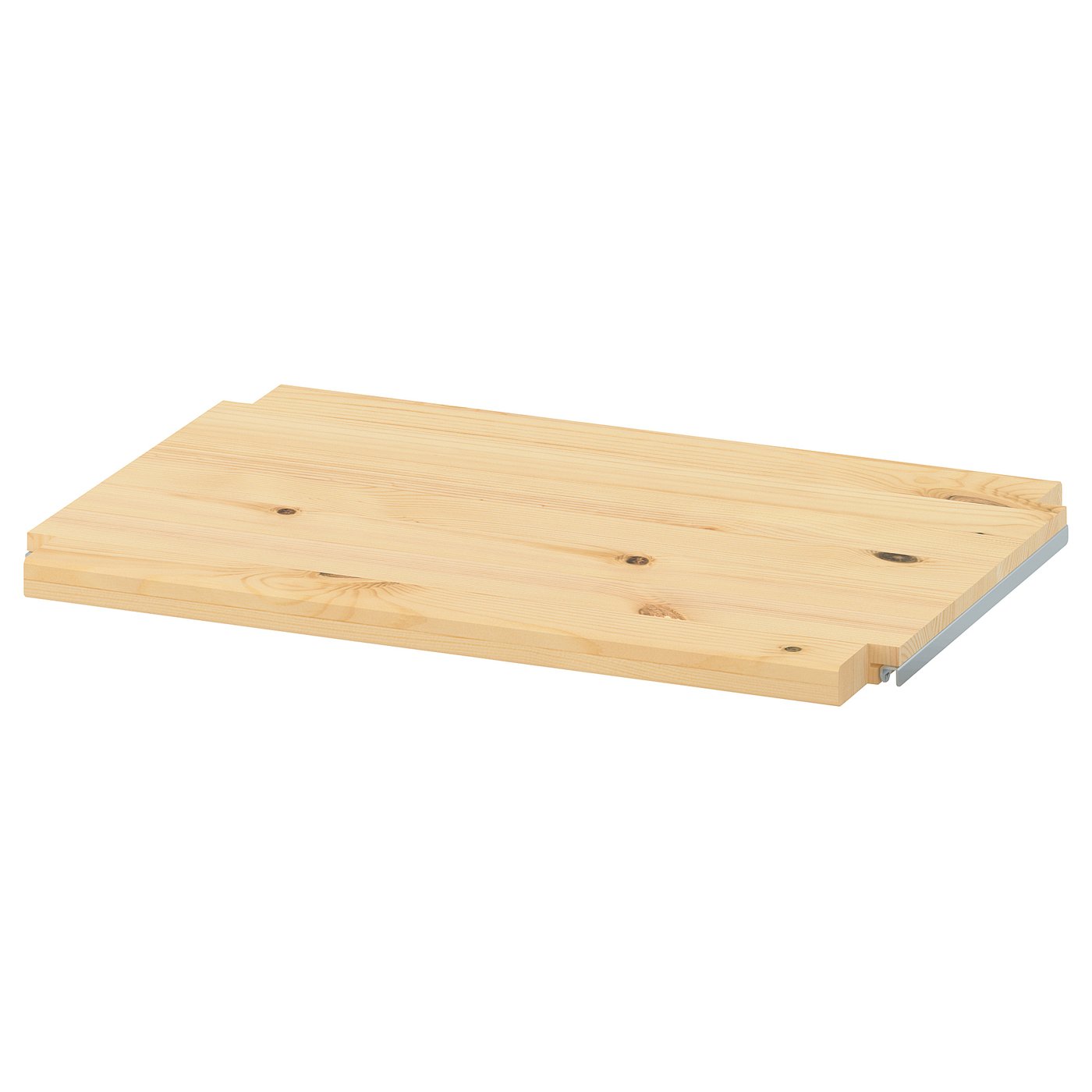 IVAR shelf made of untreated solid pine wood, rectangular shape, with a simple design.