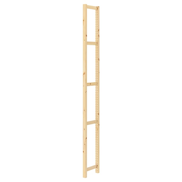 IVAR wooden shelf unit, natural finish, rectangular shape, three adjustable shelves.