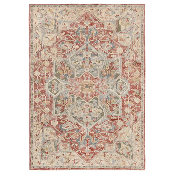 JÄRNVÄG rug, beige-red, intricate designs