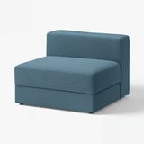 Blue recycled polyester l-shaped sofa, contemporary design.