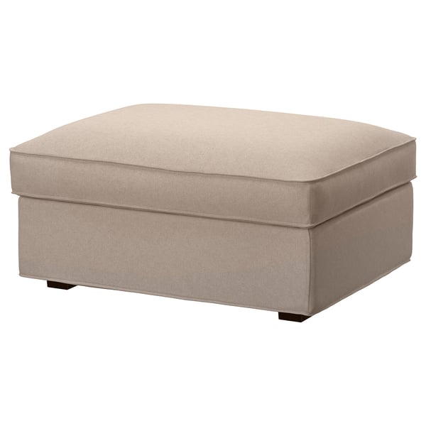 KIVIK beige footstool, rectangular shape, padded top, storage underneath.