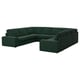 Dark green KIVIK sectional sofa, modern design with removable armrests and plush cushions.