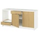 White KNOXHULT kitchen base unit with light wood doors and marble worktop.