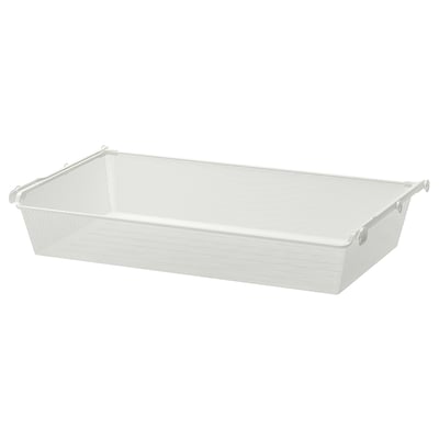 KOMPLEMENT white mesh storage basket, rectangular with handles, ideal for clothes, air circulated, fresh storage.