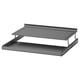KOMPLEMENT grey metal shoe shelf, two-tier design, pulls out for easy access.
