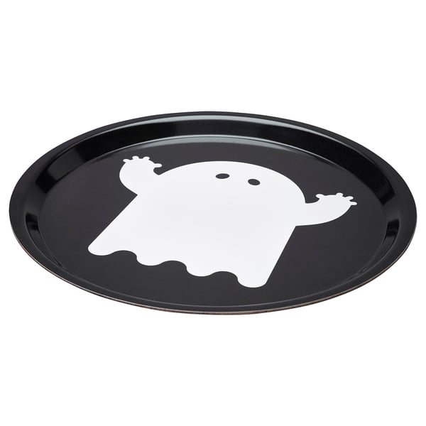 KUSTFYR Tray, ghost pattern black/white, 32 cm