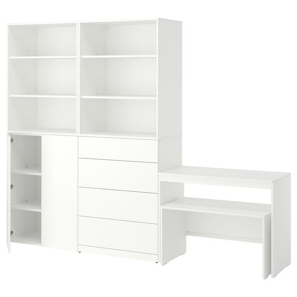 LASTARE Storage combination, white/table, 260x42x201 cm